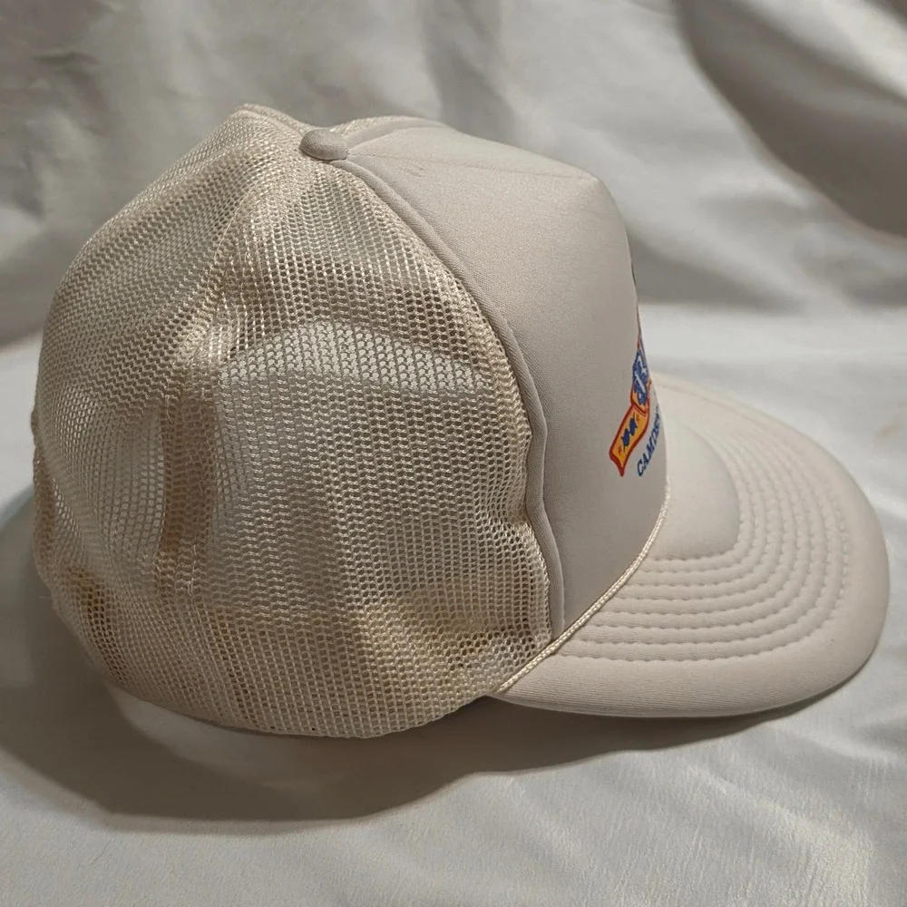 Vintage Riverbus Camden Philadelphia‎ Trucker Hat Snapback Cream Mesh Cap